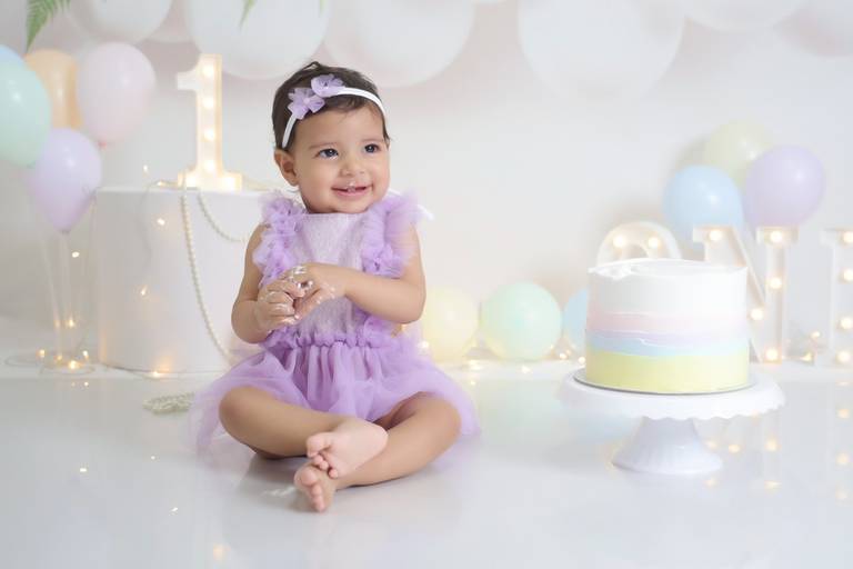 smash the cake, ensaio um ano, fotografa tatuape, vestido lilas, smash arco iris