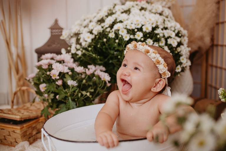 ensaio bebe menina flores 9 meses estudio em campo grande 