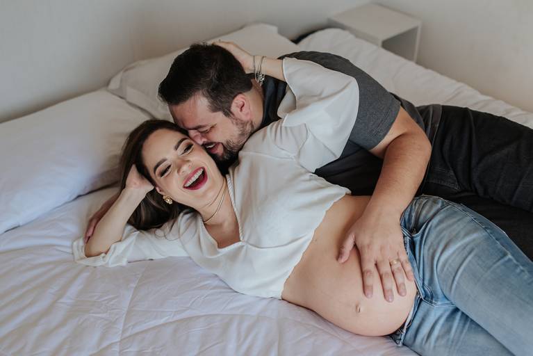 Ensaio gestante em casa