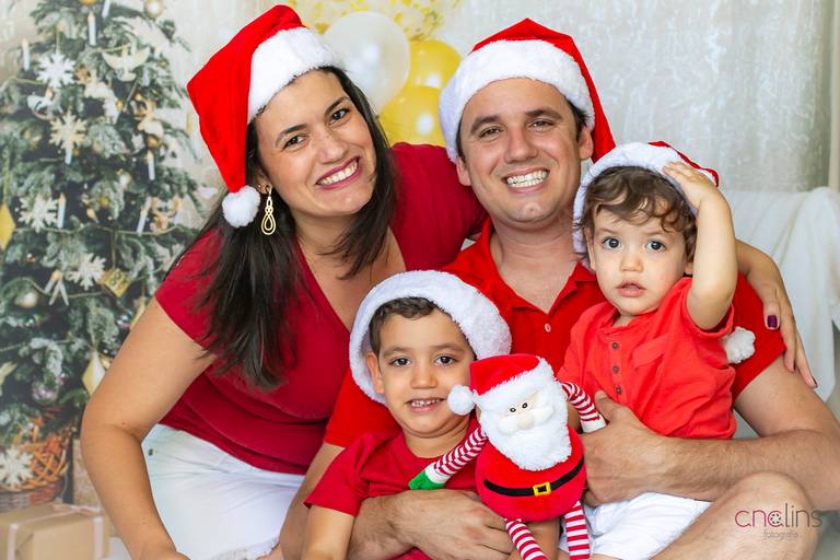 Família no ensaio de Natal