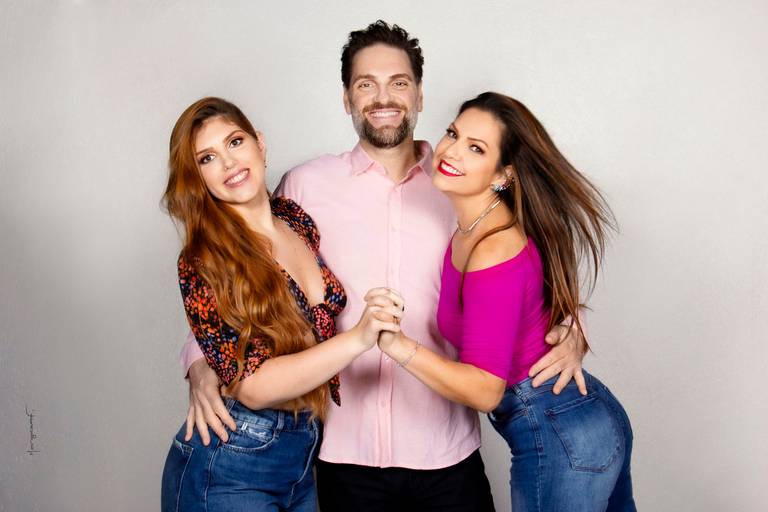 Retrato de César Luis e Silvana e Mel Hinckel