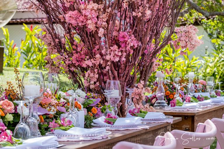 Fotografia de Casamento - Idéias para Decoração de Casamento de Dia e ao Ar Livre. As Flores Naturais, as suculentas e os tons de marsala e rosa foram as escolhas da Noiva para esse Casamento Romântico. Imagens da Fotógrafa de Casamento Jaque Salles 