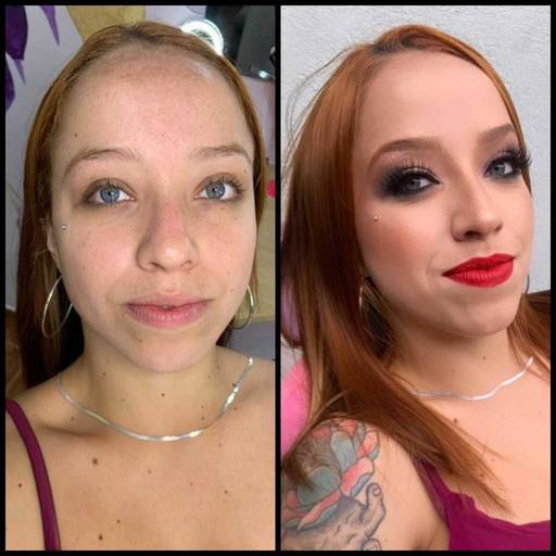 Antes e depois maquiagem profissional
