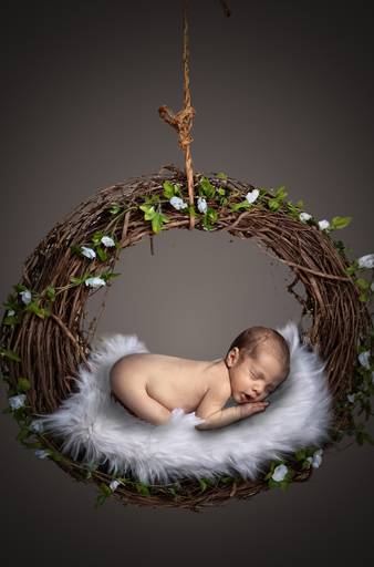 Newborn -Bebé en corona de ramas
