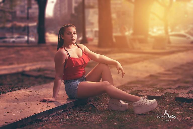 retrato quinceañera en el parque
