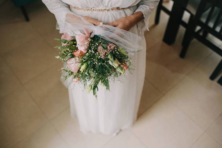 ramo de novia con tul