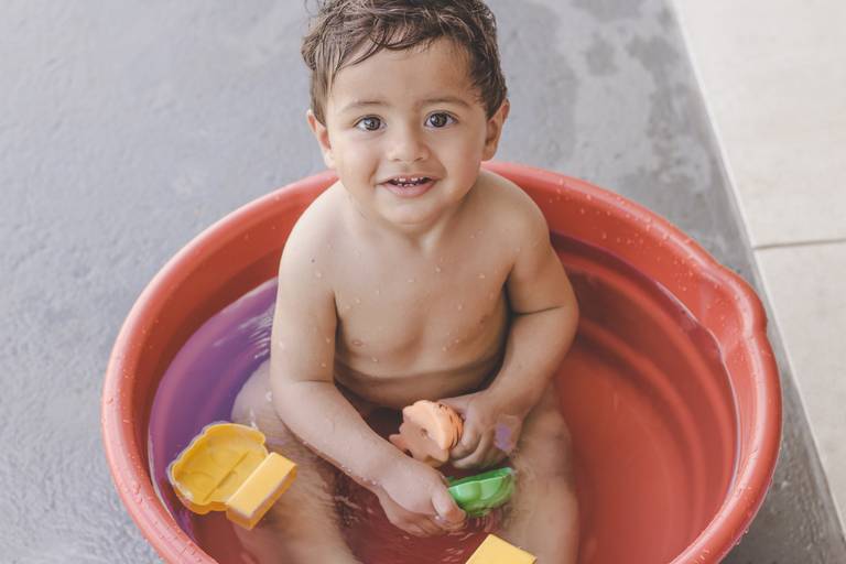 banho de bacia em casa