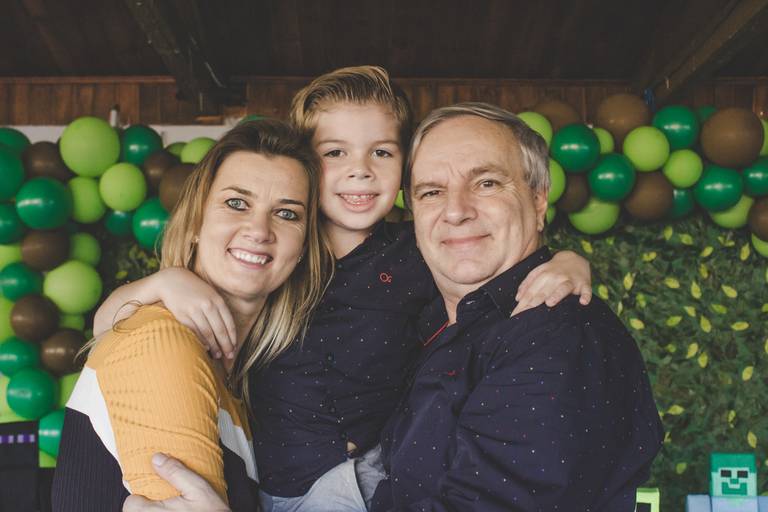 retrato de família em aniversário de minecraft