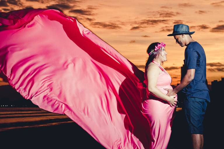 Papai e Mamãe - Ensaio Gestante - Praia do Canto do Forte - Praia Grande/SP
