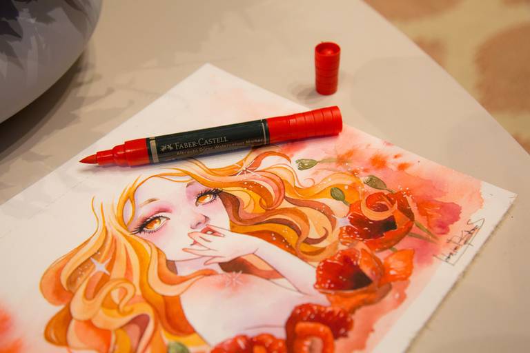 Desenho ou ilustração criado por um artista em um workshop, exibindo técnicas e traços artísticos.