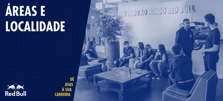 Banner do programa de estágio da Red Bull, apresentando a proposta de valor e o ambiente de trabalho da empresa.