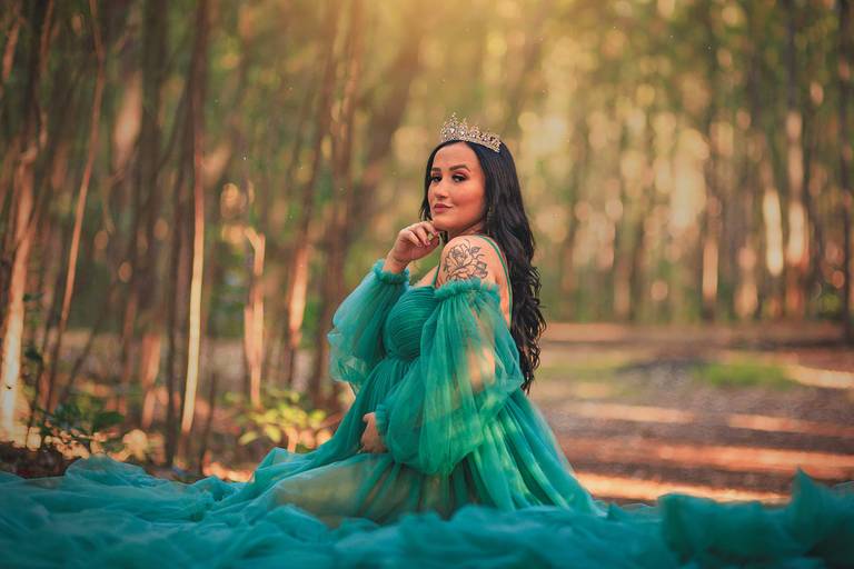 Fotografia - Ensaio Gestante com o novo vestido verde