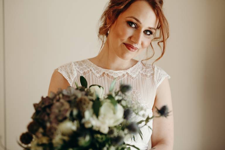 Maquilhagem de noiva, preparação da noiva, vestido de noiva, bouquet de noiva