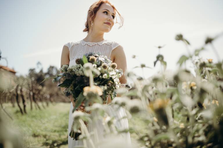Maquilhagem de noiva, preparação da noiva, vestido de noiva, bouquet de noiva