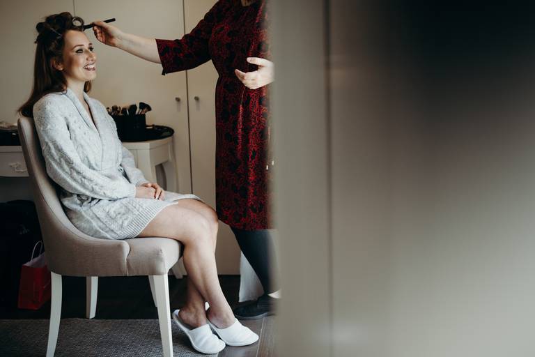 Maquilhagem de noiva, preparação da noiva, vestido de noiva