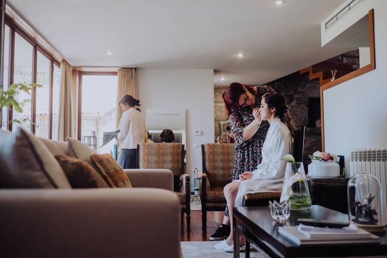 Maquilhagem de noiva, preparação da noiva, vestido de noiva, bouquet de noiva