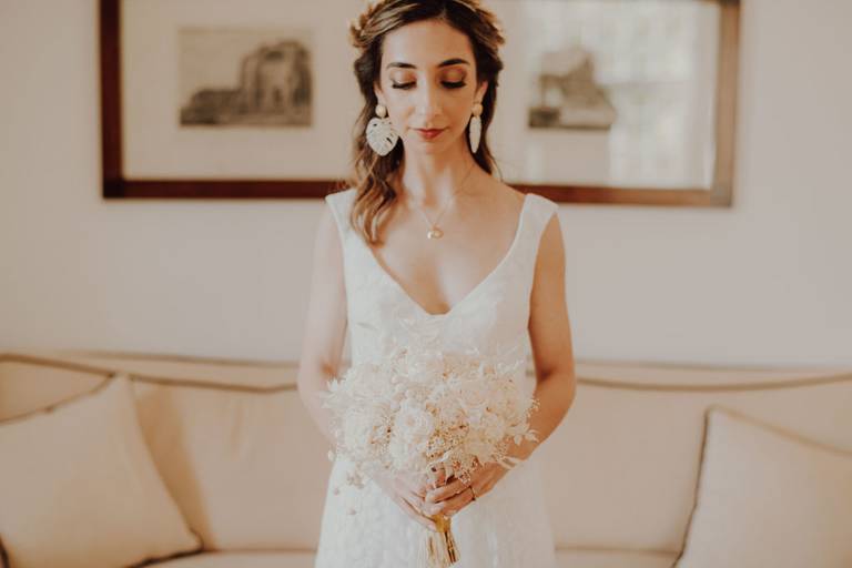 Maquilhagem de noiva, preparação da noiva, vestido de noiva, bouquet de noiva