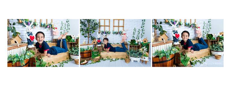 sessão infantil de páscoa para meninos em estúdio fotografico