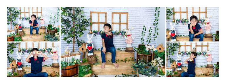 sessão infantil de páscoa para meninos em estúdio fotografico