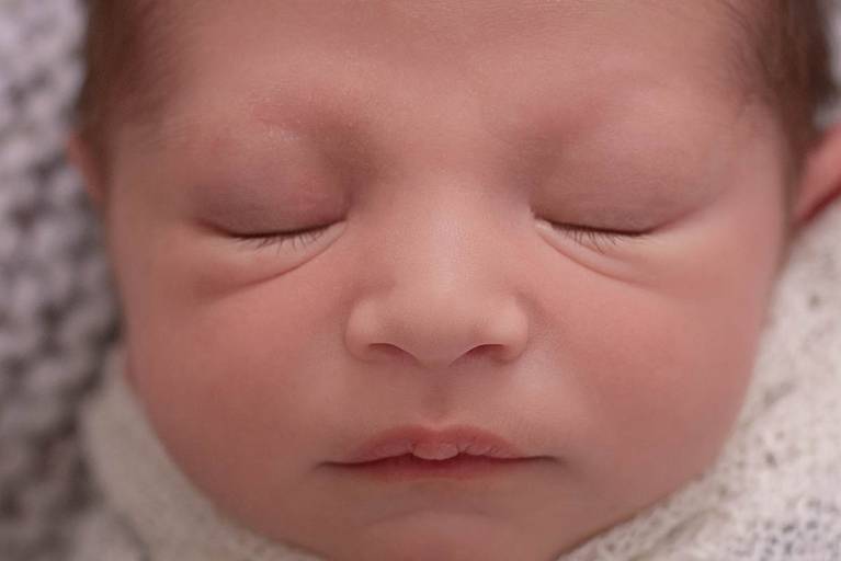 detalhes do bebê Newborn, boca, nariz e olhos