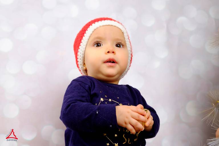 Mafalda na sessão fotográfica de Natal