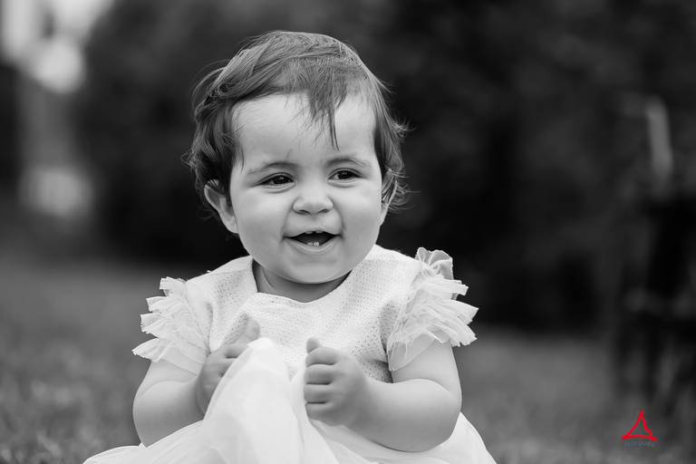 Valentina na sessão fotográfica na quinta