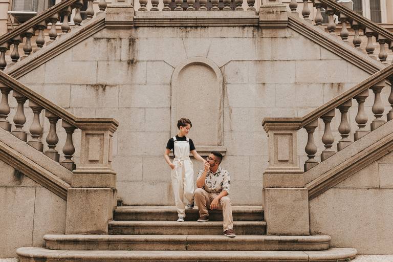 Ensaio de Casal no Centro Histórico de Santos - Letícia e Samuel
