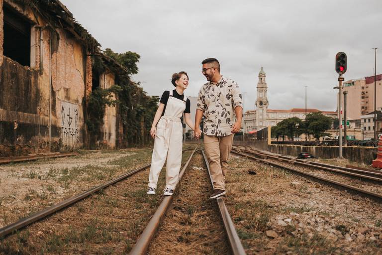 Ensaio de Casal no Centro Velho de Santos - Letícia e Samuel