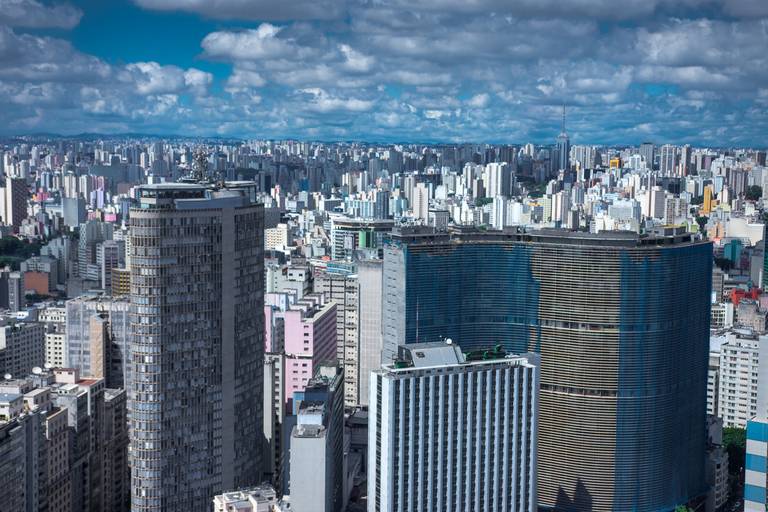 Fotografia aerea em São Paulo do terraço Italia e edifício copan