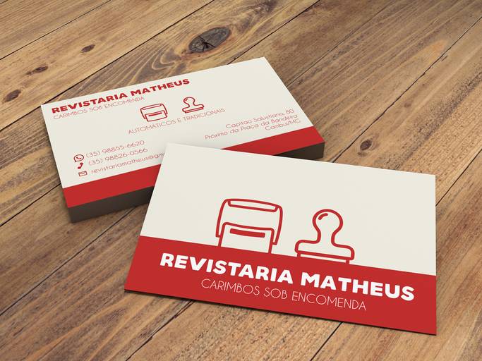Criação de cartão de visita.
Cliente: Revistaria Matheus
Cambuí/MG