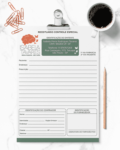 Criação do Receituário
Cliente: Isabela Tavares