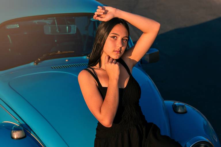 Ensaio em São Paulo com fusca azul