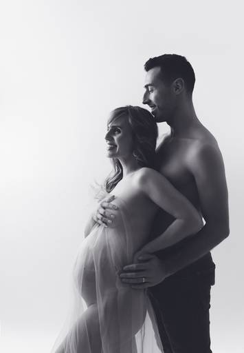 Sessão estúdio grávida com pai