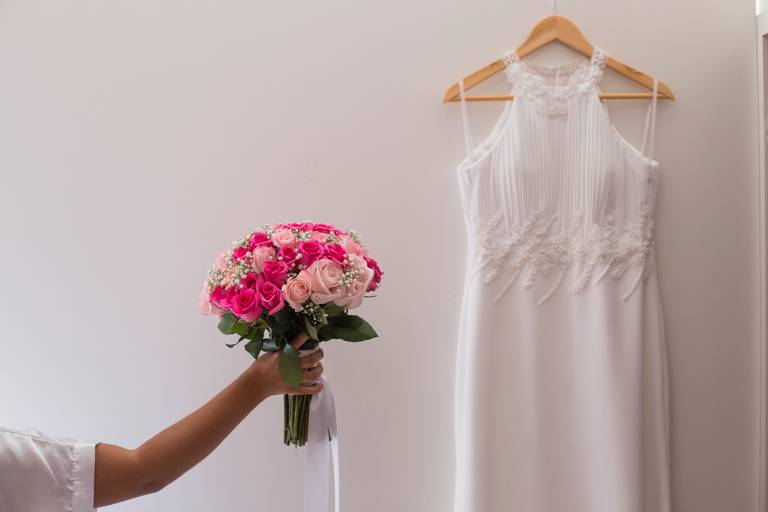 buque e vestido da noiva