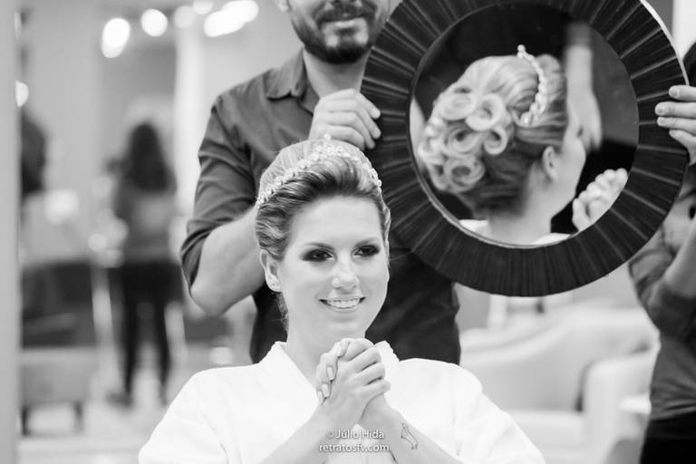 noiva vendo cabelo making of