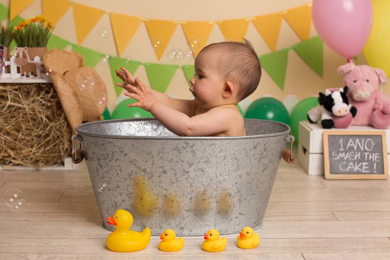 BabyDi, Smash the Cake animais da quinta, menina, banho