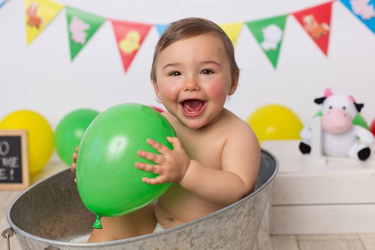 BabyDi, Smash the Cake, animais da quinta, banho