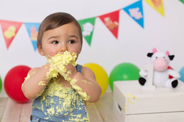 BabyDi, Smash the Cake, animais da quinta, bolo