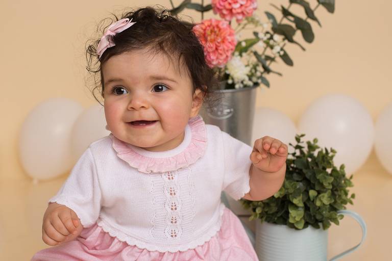 BabyDi, Smash the Cake floral, romantico, flores cor de rosa e branco