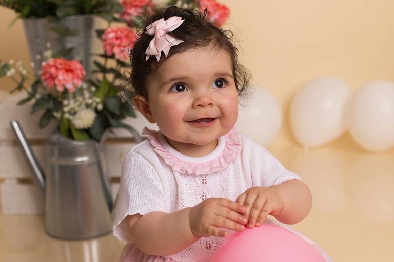 BabyDi, Smash the Cake floral, romantico, flores cor de rosa e branco