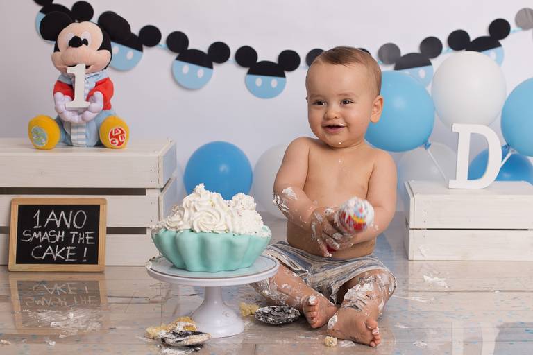 BabyDi, Smash the Cake Mickey azul claro, bolo