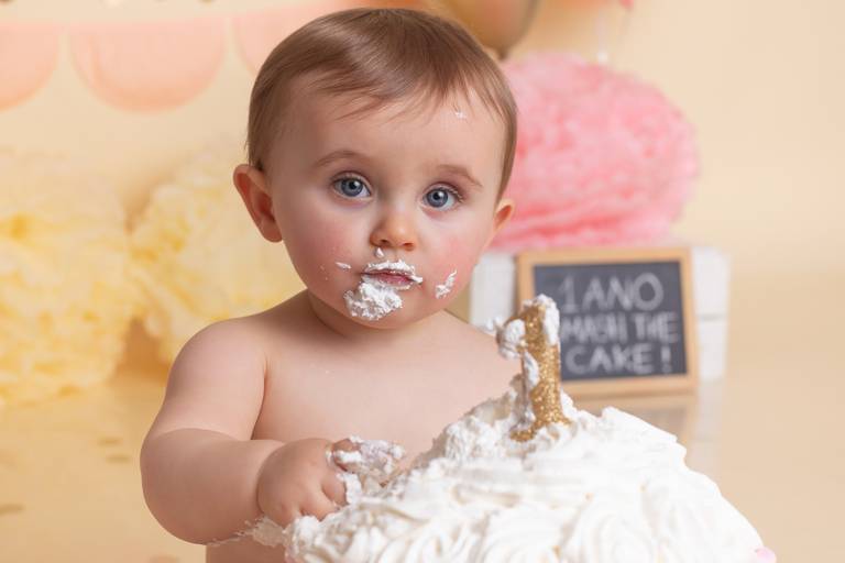 BabyDi, Fotografia de Bebés, Smash the cake, Rosa e Dourado, Lisboa