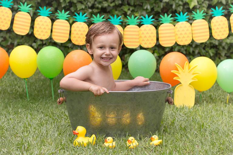 BabyDi, Smash the Cake tropical, ananás, verão, banho