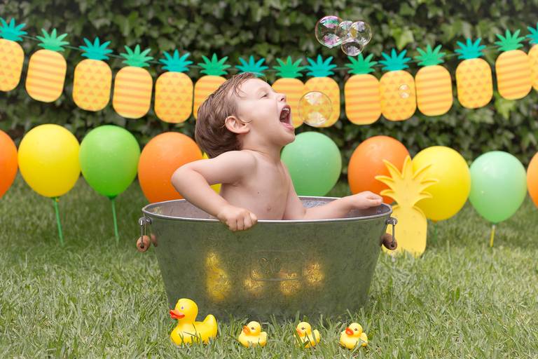 BabyDi, Smash the Cake tropical, ananás, verão, banho