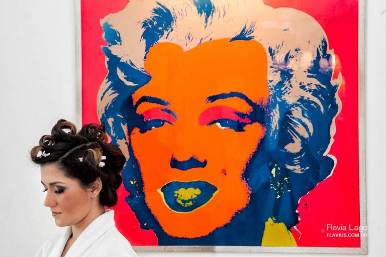 Making of noiva e Marilyn Monroe Pop art Fotografia de Casamento no Rio de Janeiro RJ Flavius Flavia Lago