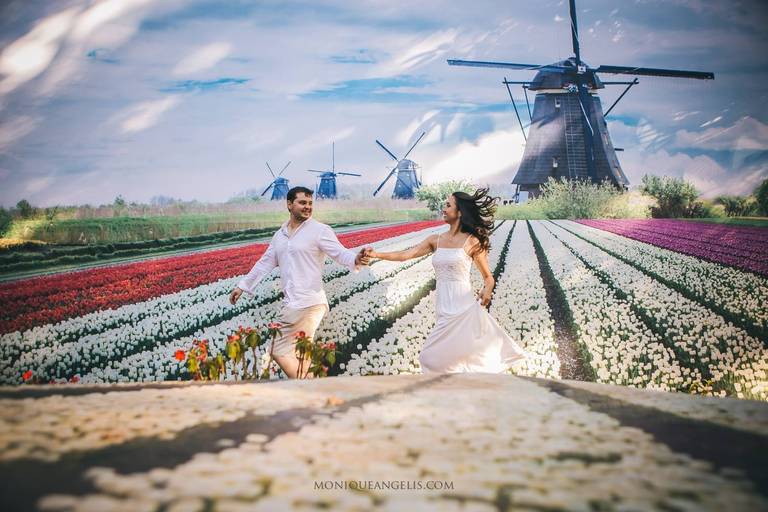 Monique Angelis - Foto do ensaio pré-weddingo na cidade de Holambra - Sp