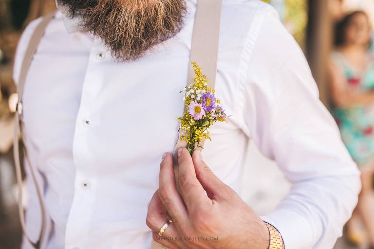 Monique Angelis - detalhe da roupa do noivo antes do casamento em Valinhos - SP