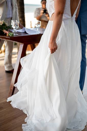 detalhe do vestido da noiva