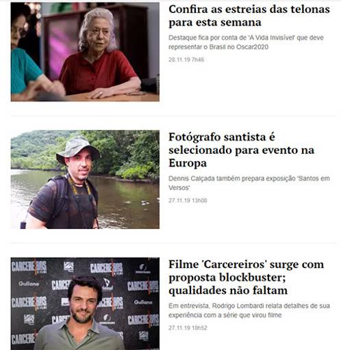 Fotógrafo Dennis Calçada é destaque em matéria do jornal A Tribuna, de Santos-SP