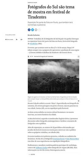 Fotógrafo Dennis Calçada em matéria na Folha de São Paulo sobre trabalho selecionado no festival de Tiradentes-MG